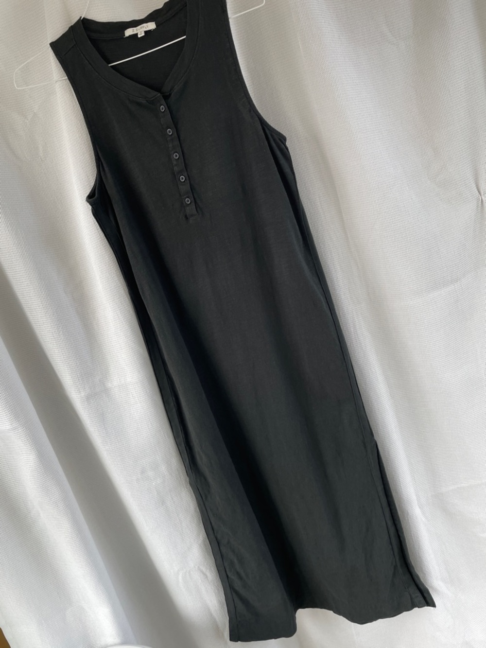 Z Supply Black Sleeveless Maxi with Henley Placket